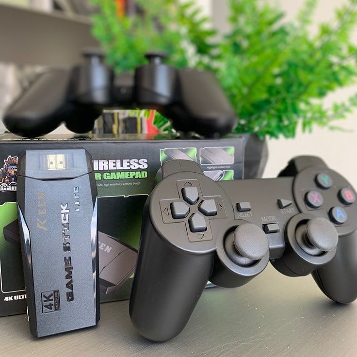 Game Stick 4K com controle wireless e caixa original